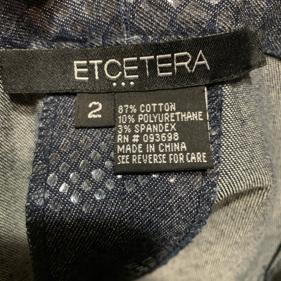 NWOT, Etcetera python scale denim Pants - Picture 4 of 8